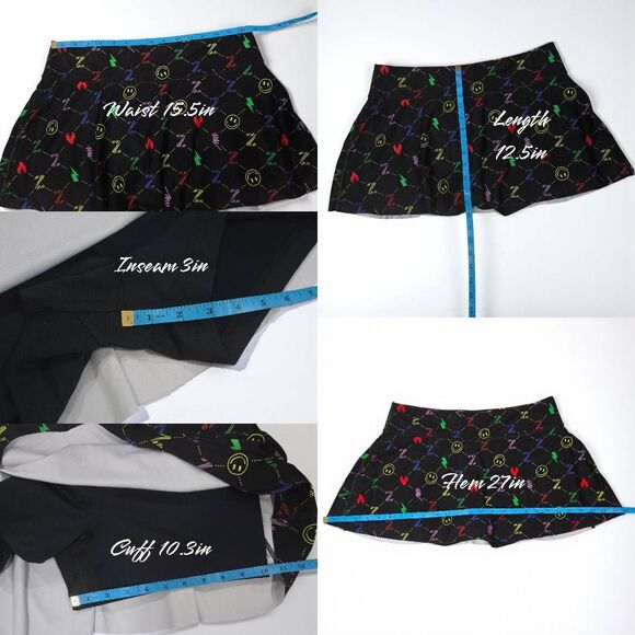 Zumba Generation Skort Shorts Bold Black Multicolor Print Size L (E027) - Picture 6 of 7